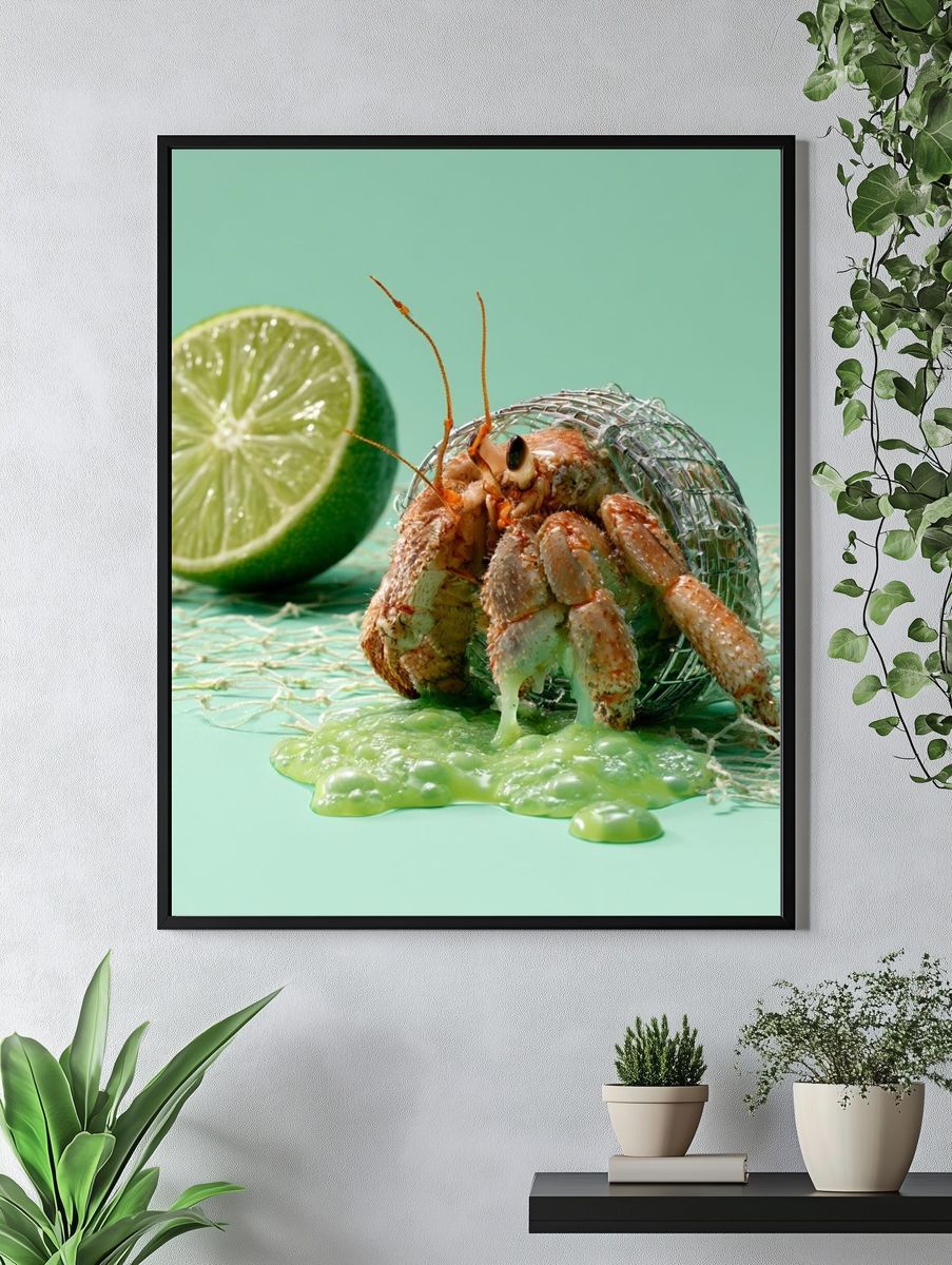 Hermit Crab and Lime Still Life Poster. — room view 4