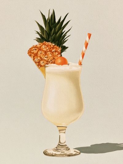 Pineapple Cocktail Watercolor Print.
