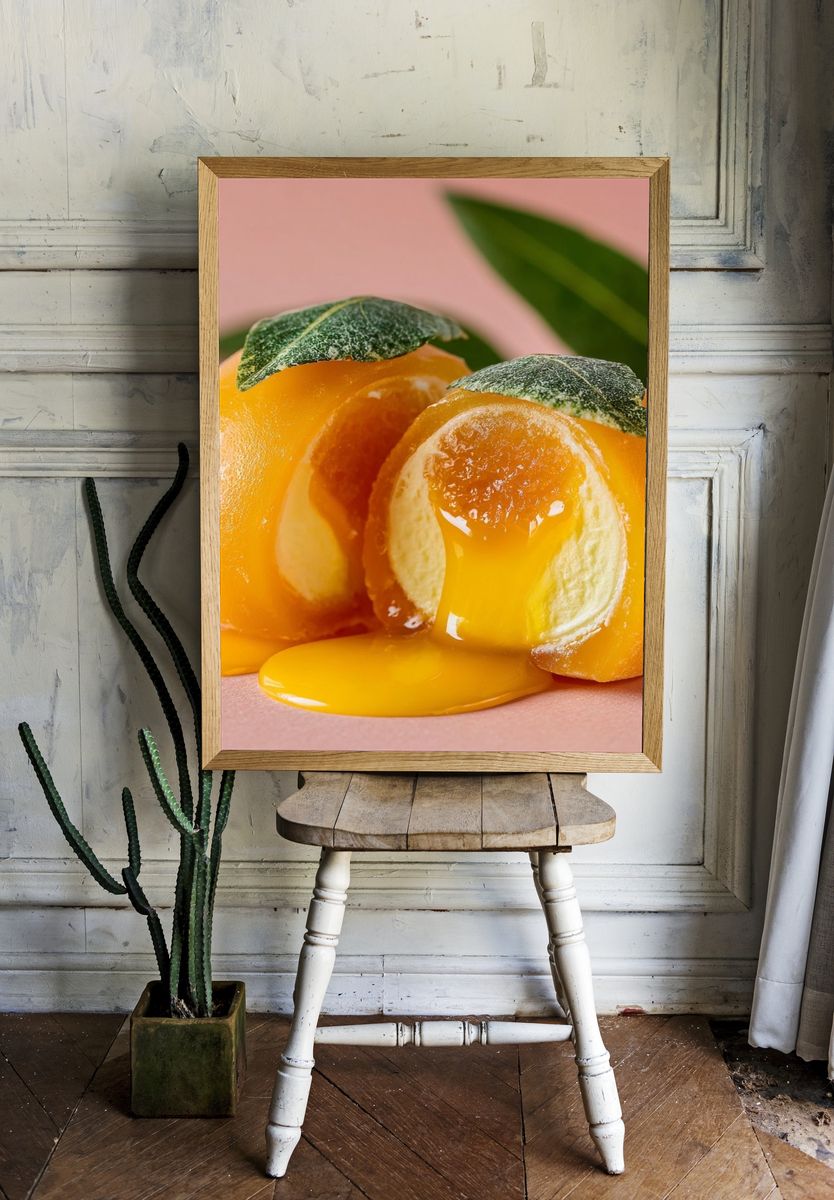 Persimmon Still Life Photography Poster. — room view 1