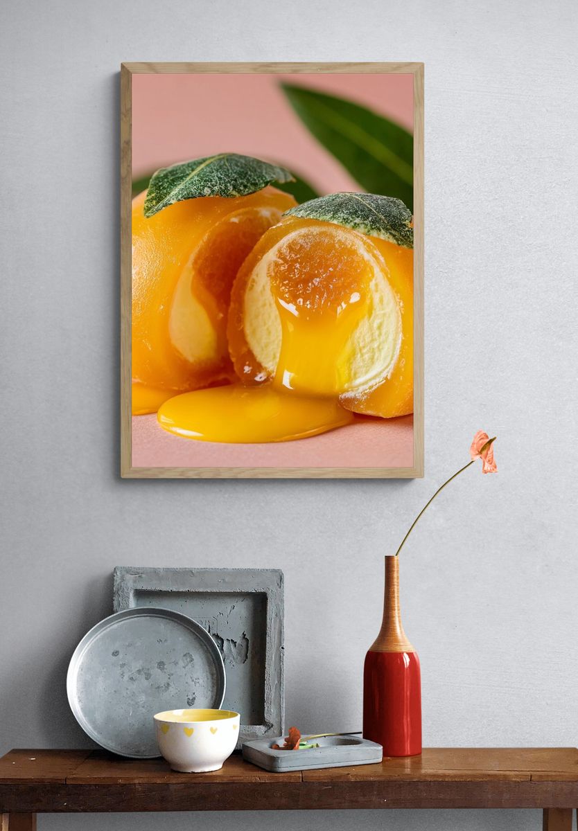 Persimmon Still Life Photography Poster. — room view 3
