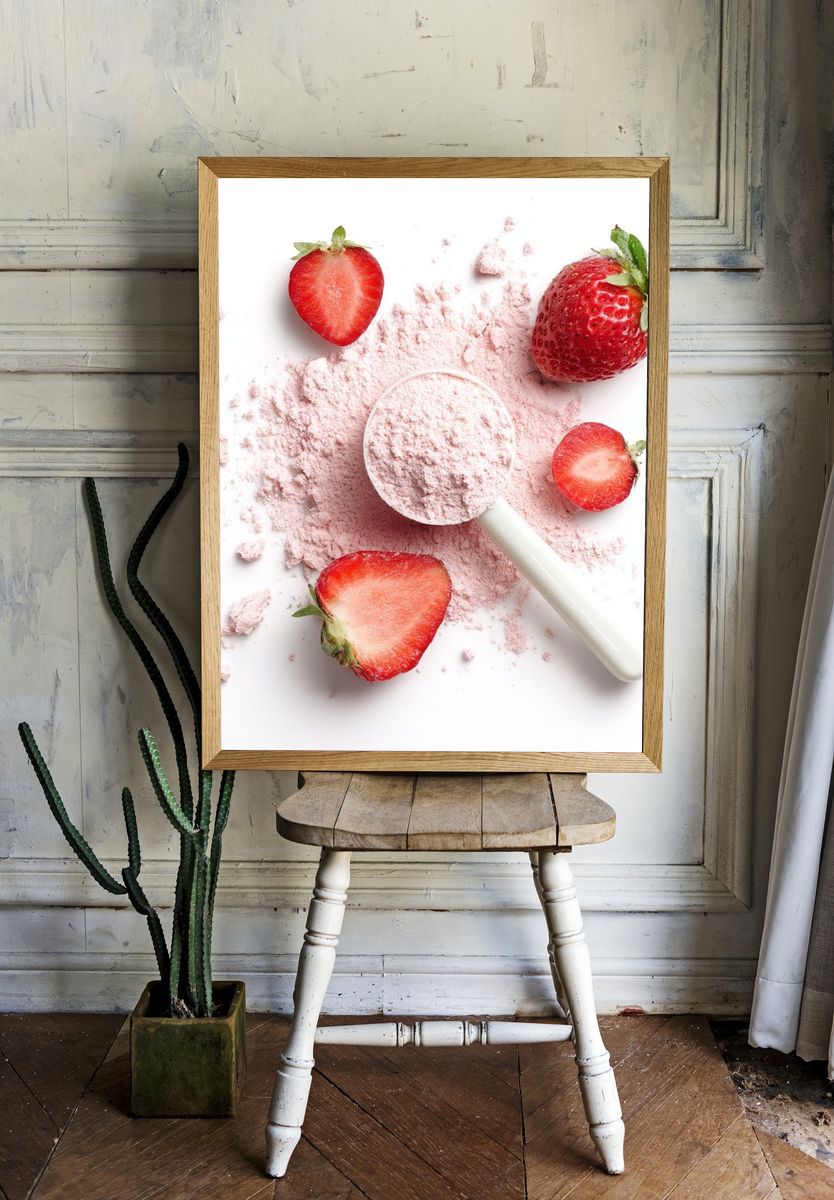 Strawberry Powder Still Life Poster. — room view 1