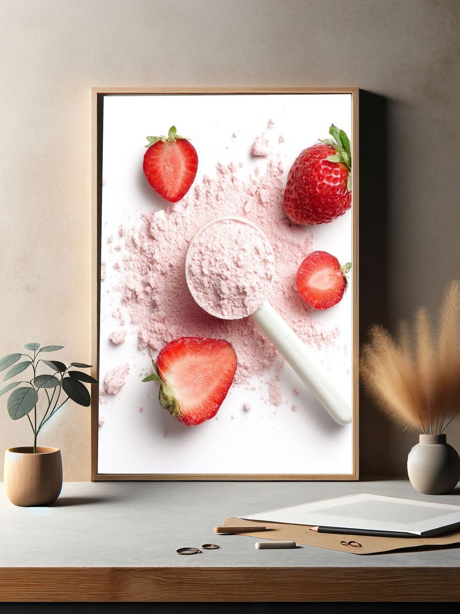 Strawberry Powder Still Life Poster. — room view 2
