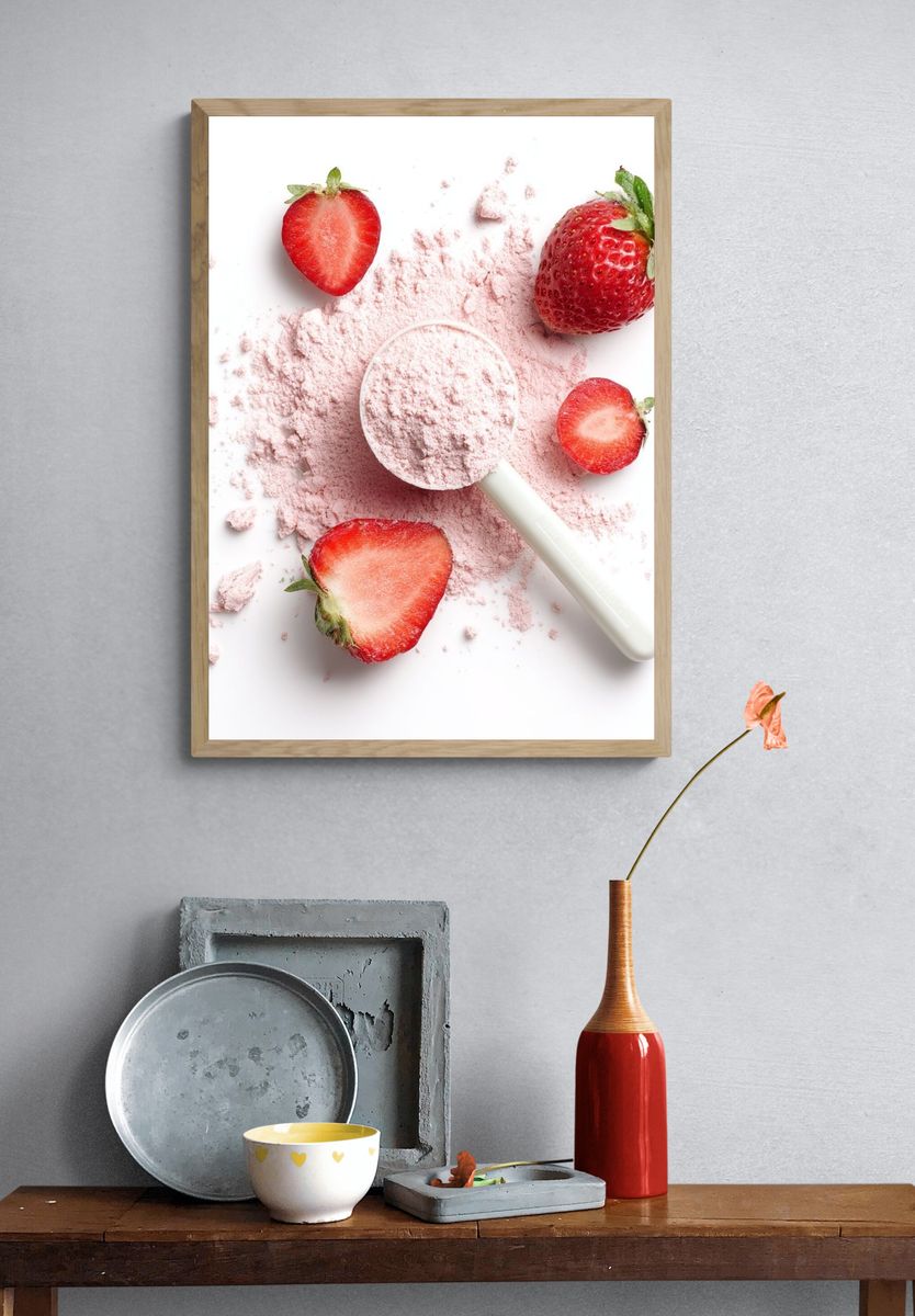 Strawberry Powder Still Life Poster. — room view 3