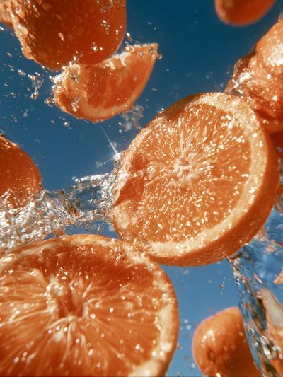 Floating Citrus Splash Poster. poster