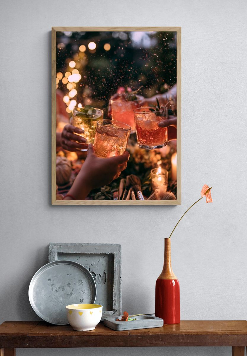 Cocktail Toast Photography Poster. — room view 3
