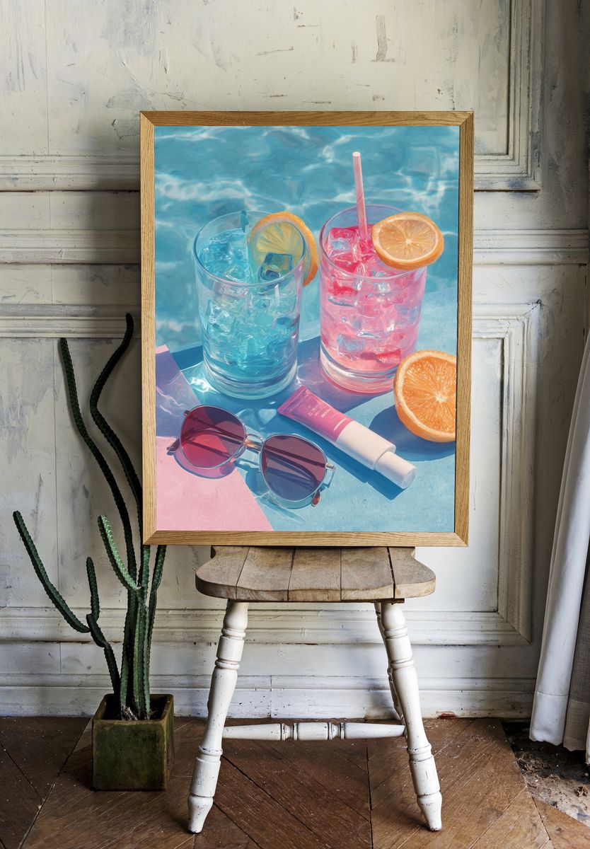 Poolside Summer Still Life Poster. — room view 1