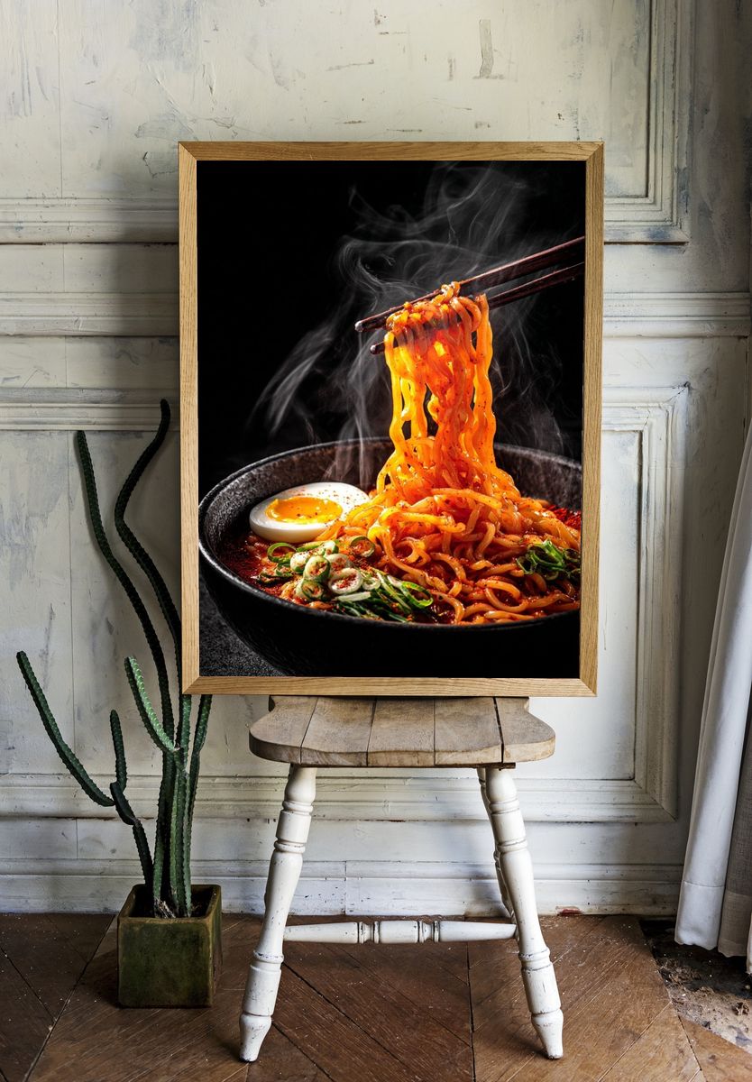 Spicy Ramen Noodles Photography Poster. room preview