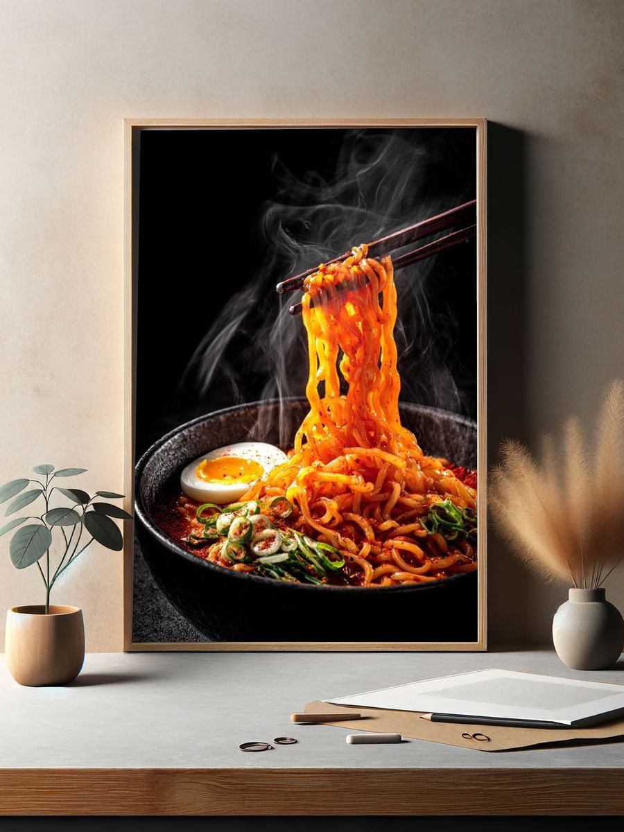 Spicy Ramen Noodles Photography Poster. — room view 2