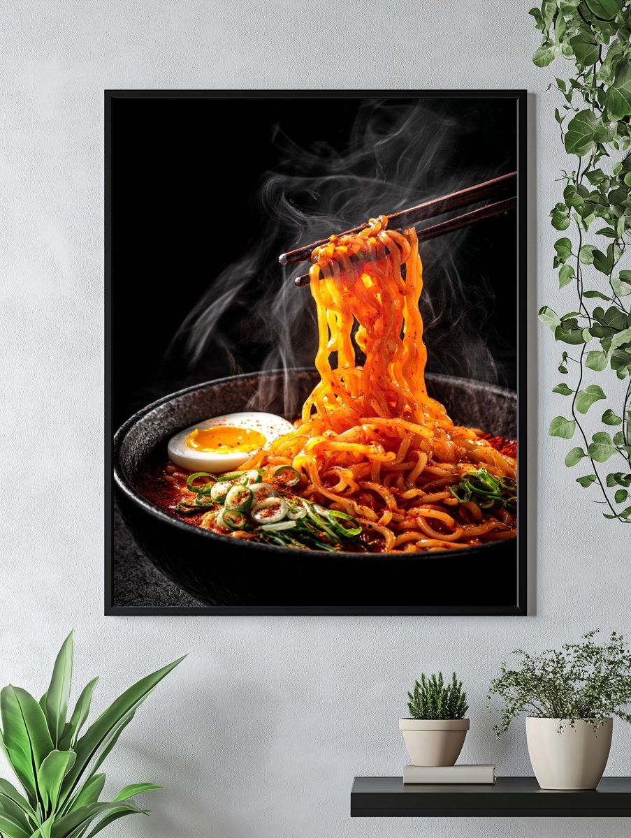 Spicy Ramen Noodles Photography Poster. — room view 4