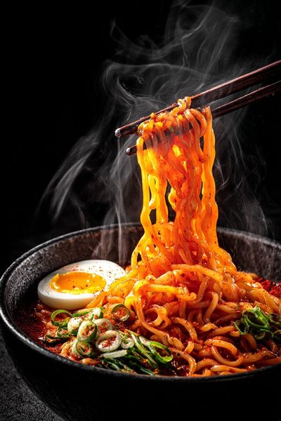 Spicy Ramen Noodles Photography Poster.