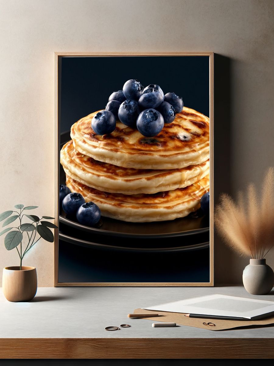 Blueberry Pancakes Food-Drink Poster. — room view 2