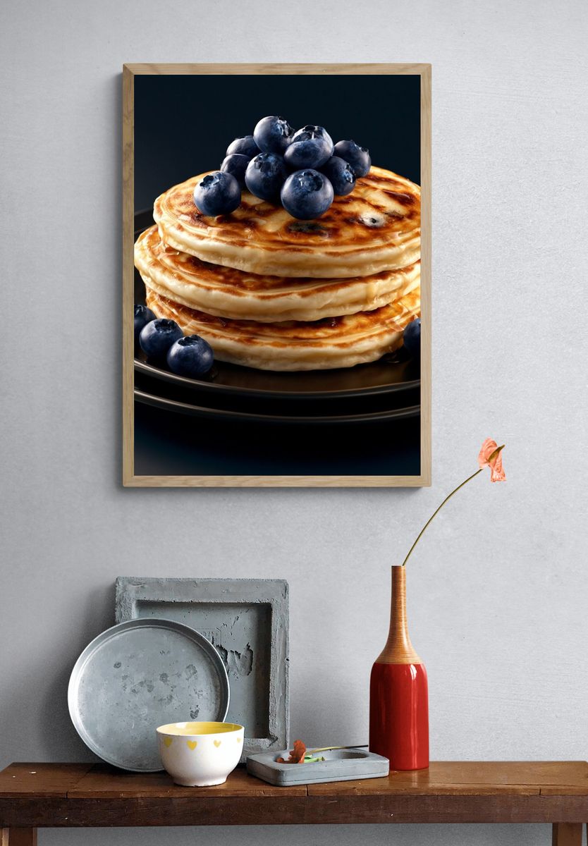 Blueberry Pancakes Food-Drink Poster. — room view 3