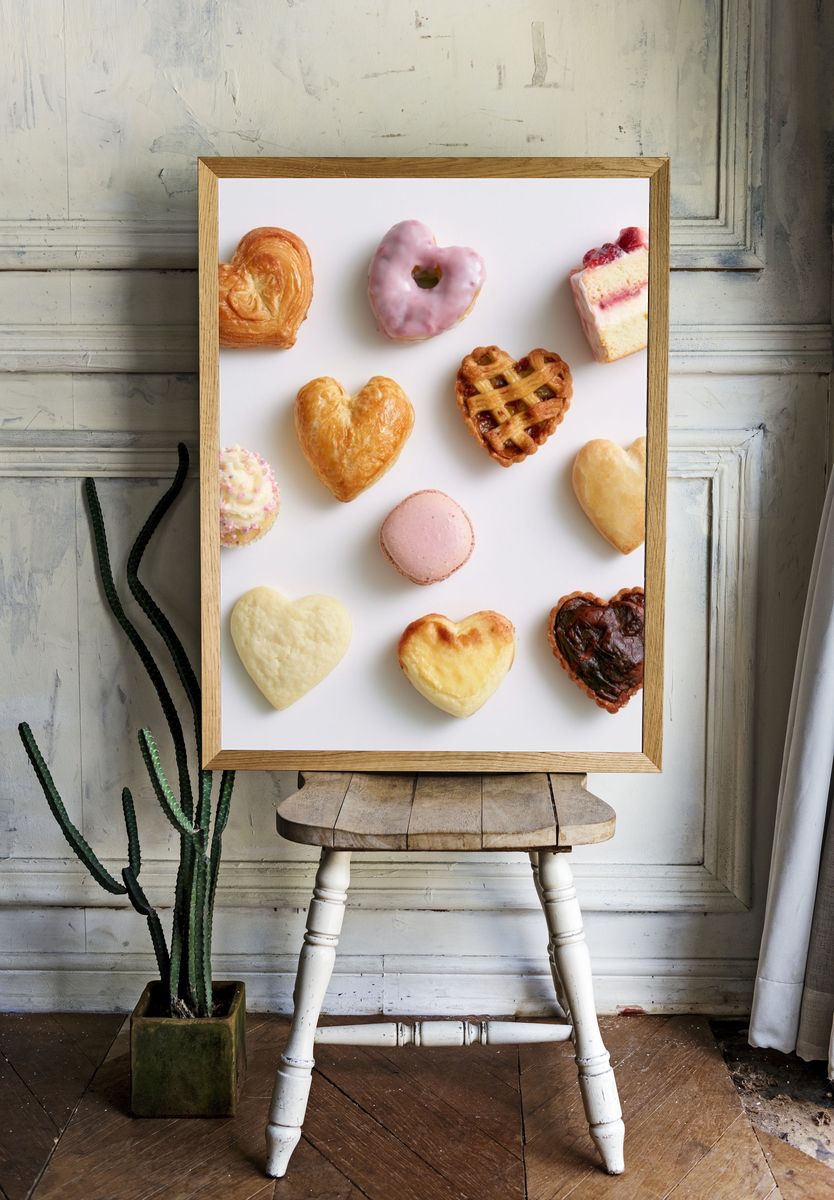 Sweet Pastry Hearts Food-Drink Poster. room preview