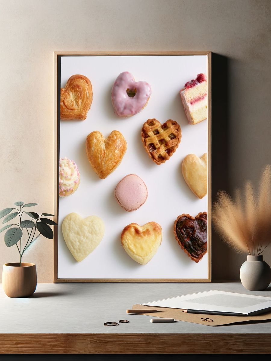 Sweet Pastry Hearts Food-Drink Poster. — room view 2