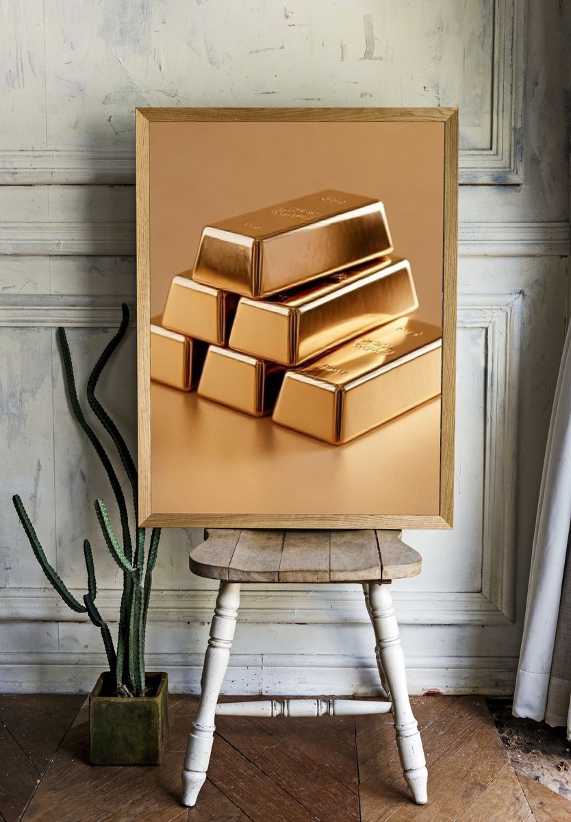 Gold Bars Still Life Poster. — room view 1