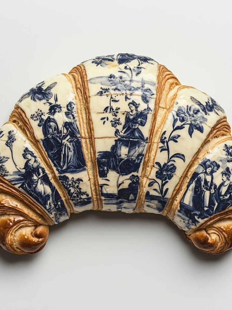 Decorative Croissant Still Life Print. poster — food-drink art