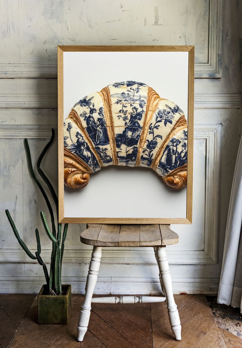 Decorative Croissant Still Life Print. — room view 1