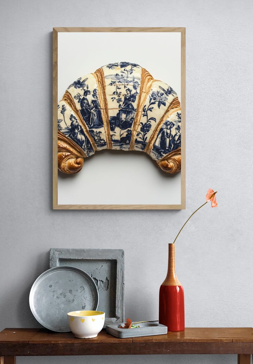 Decorative Croissant Still Life Print. — room view 3