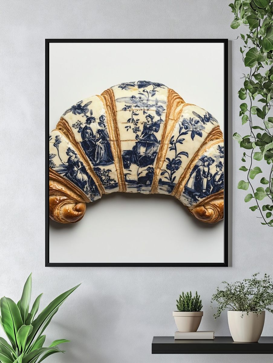 Decorative Croissant Still Life Print. — room view 4