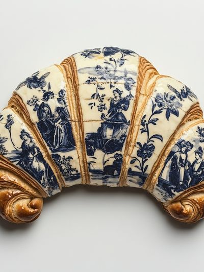 Decorative Croissant Still Life Print. poster