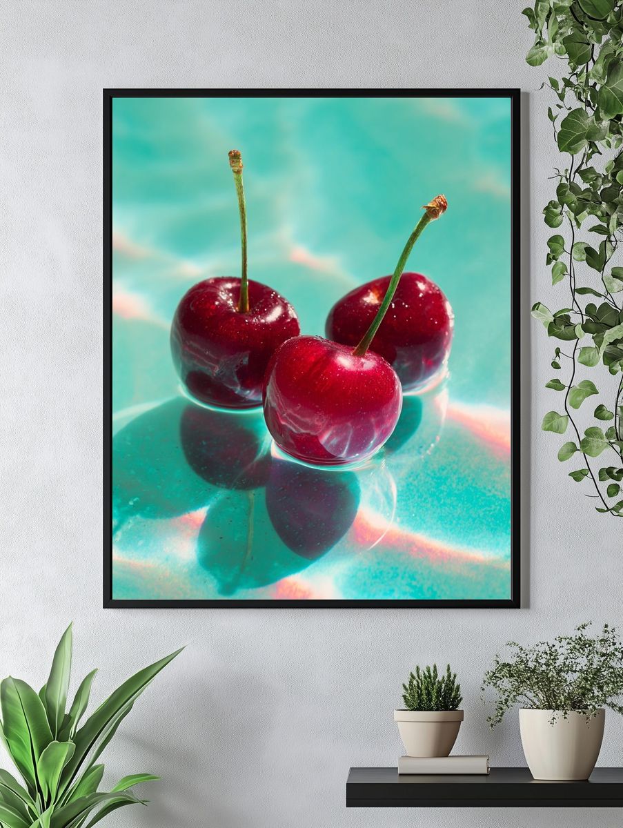 Glazed Cherries Photography Poster. — room view 4