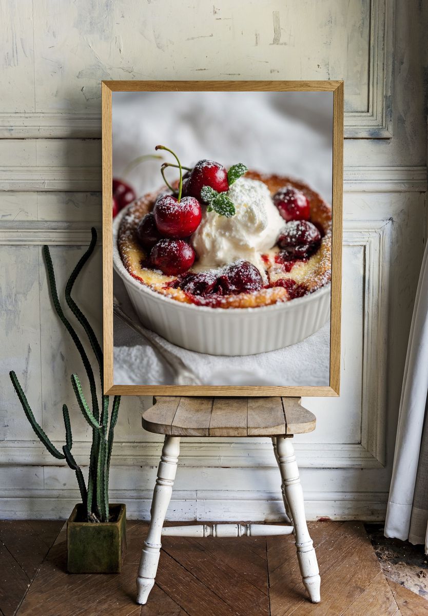 Cherry Clafoutis Food Photography Poster. — room view 1
