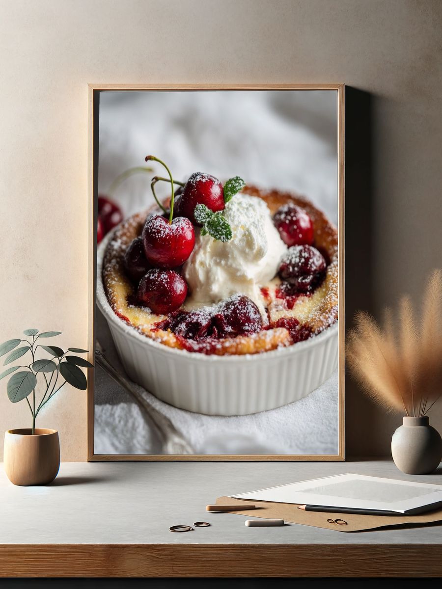 Cherry Clafoutis Food Photography Poster. — room view 2