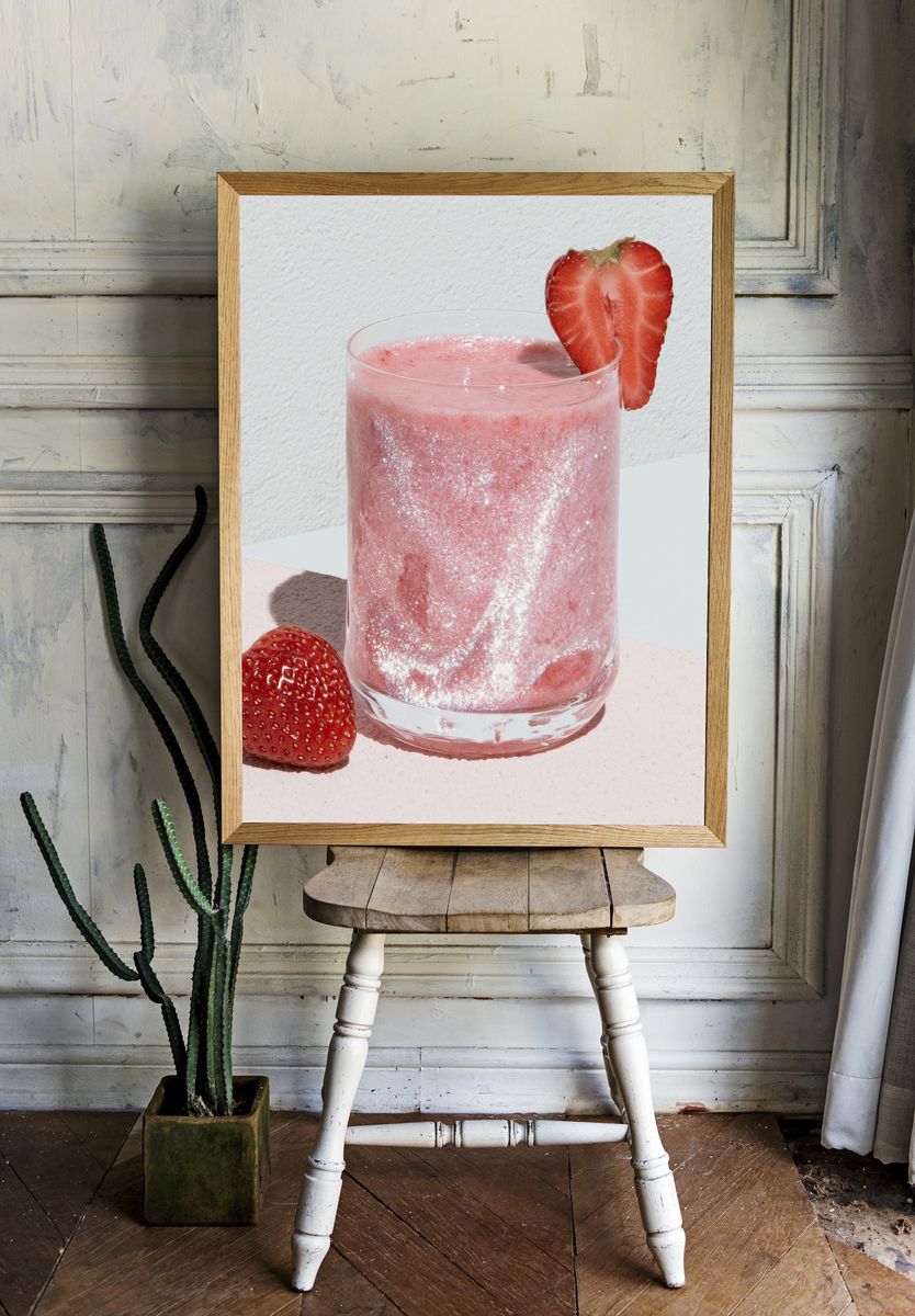 Strawberry Pink Cocktail Poster. room preview