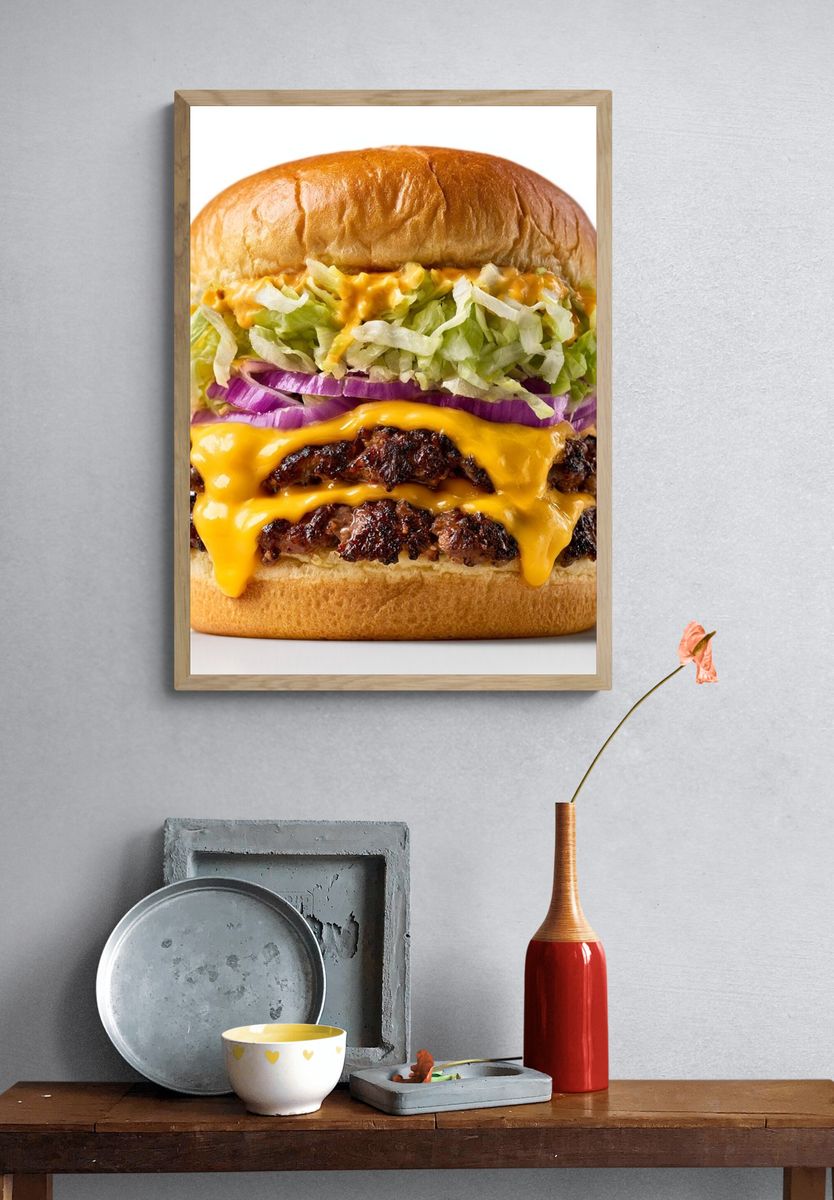 Cheeseburger Food Photography Poster. — room view 3