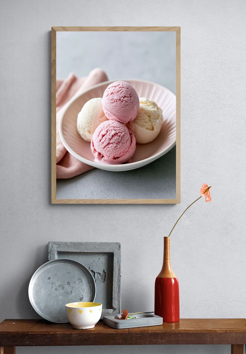 Pastel Ice Cream Scoops Poster. — room view 3
