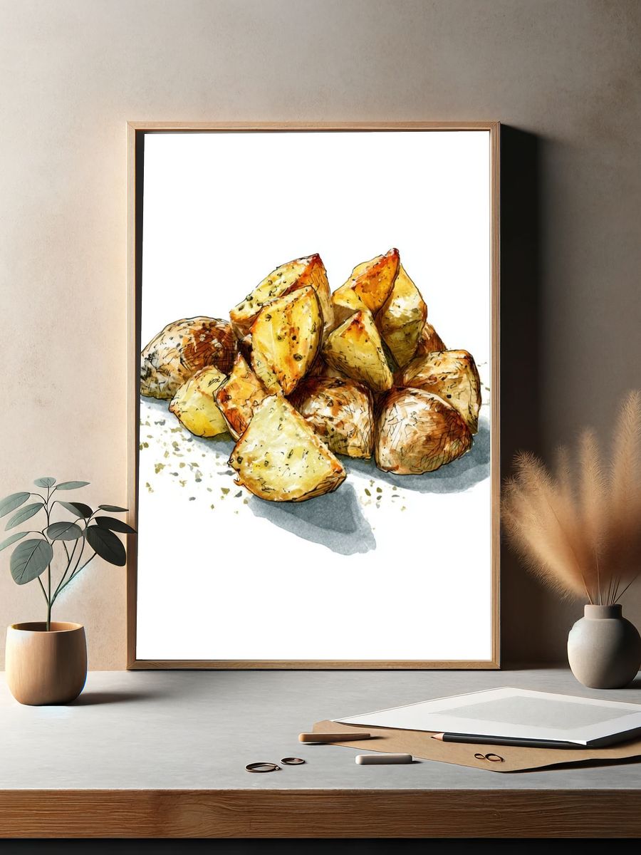 Roasted Potatoes Watercolor Print. — room view 2