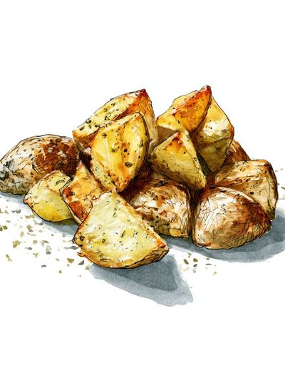 Roasted Potatoes Watercolor Print.