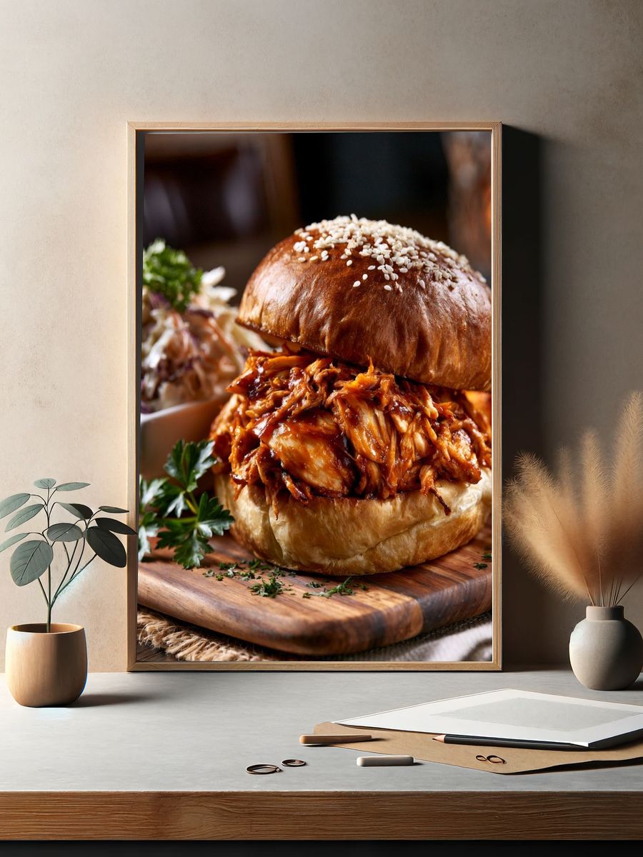 Pulled Chicken Sandwich Food-Drink Poster. — room view 2