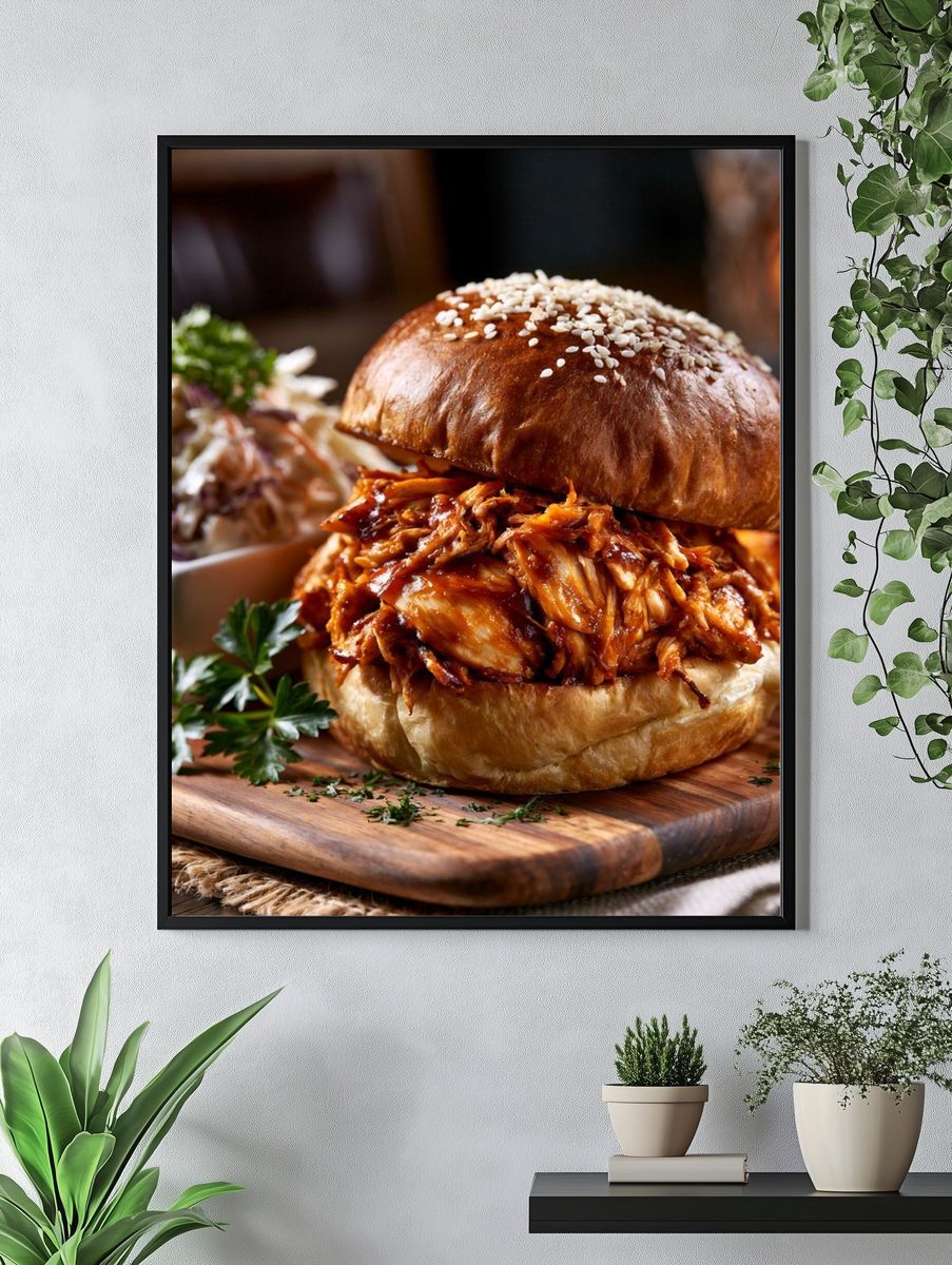 Pulled Chicken Sandwich Food-Drink Poster. — room view 4