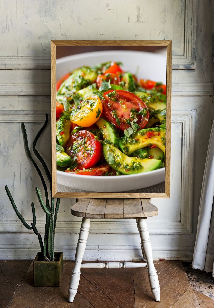 Fresh Avocado Tomato Salad Print. room preview