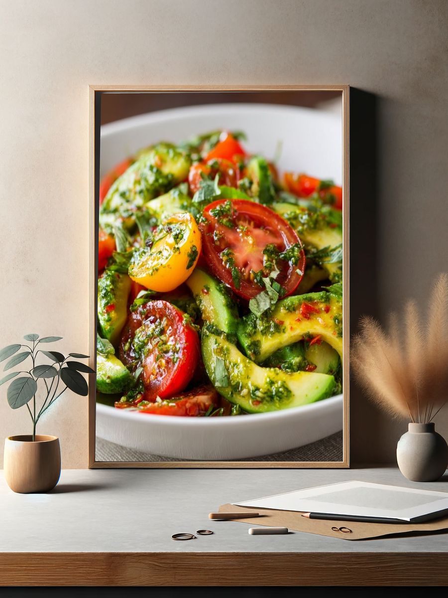 Fresh Avocado Tomato Salad Print. — room view 2
