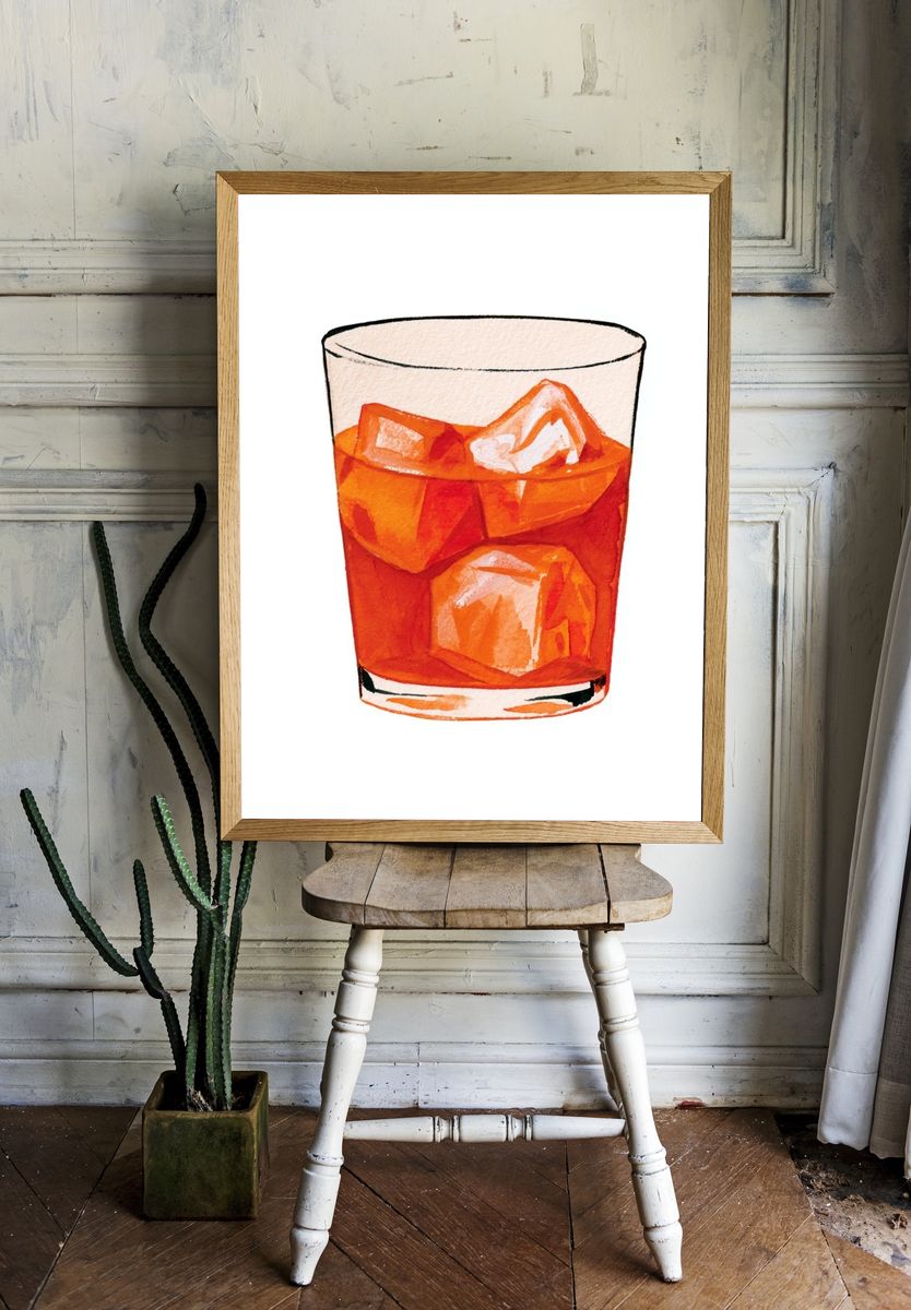 Orange Cocktail Illustration Poster. room preview