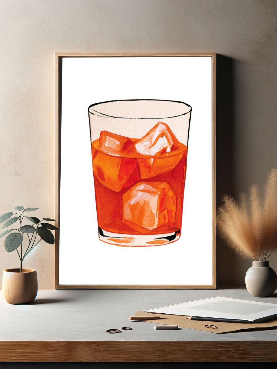 Orange Cocktail Illustration Poster. — room view 2