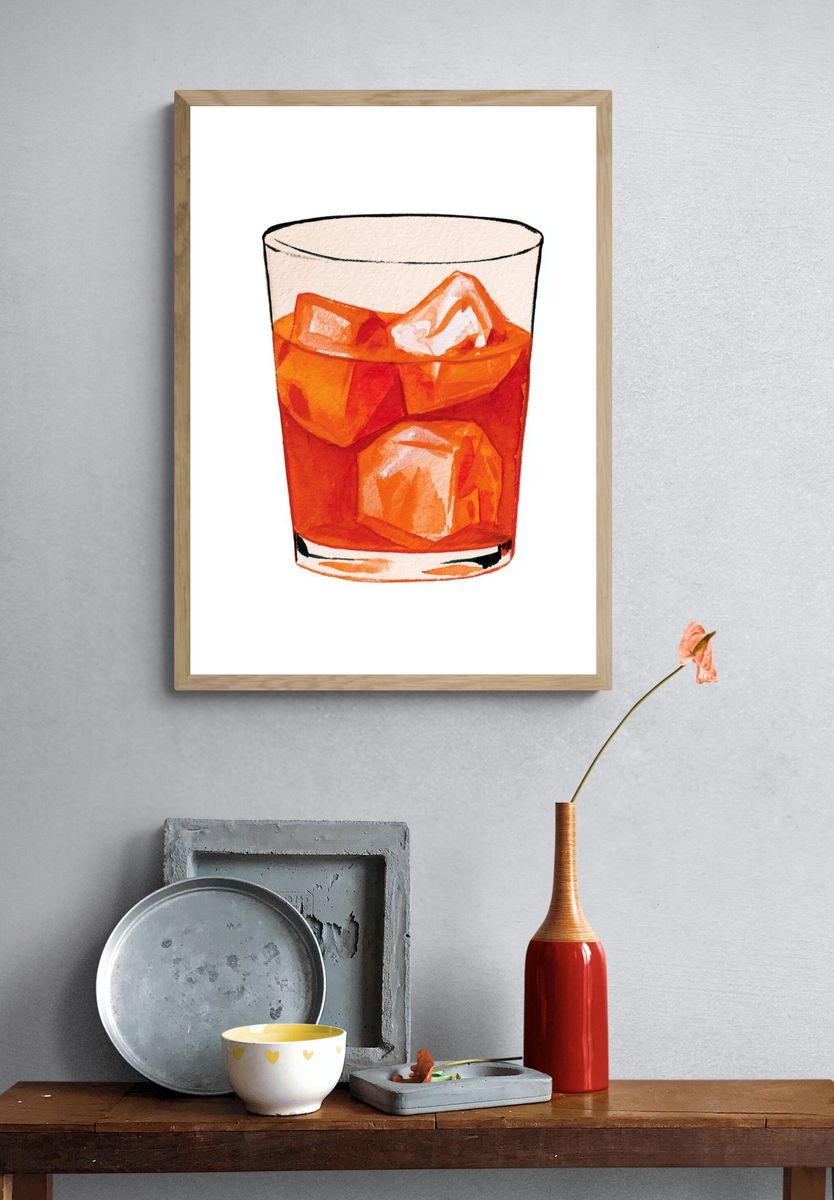 Orange Cocktail Illustration Poster. — room view 3