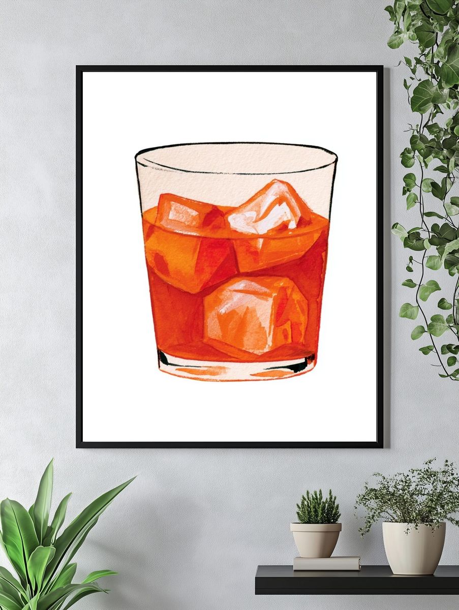 Orange Cocktail Illustration Poster. — room view 4