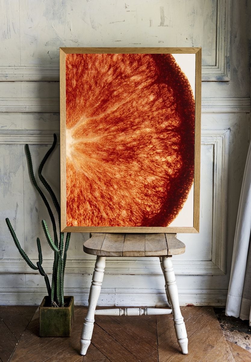 Citrus Slice Macro Photography Poster. room preview