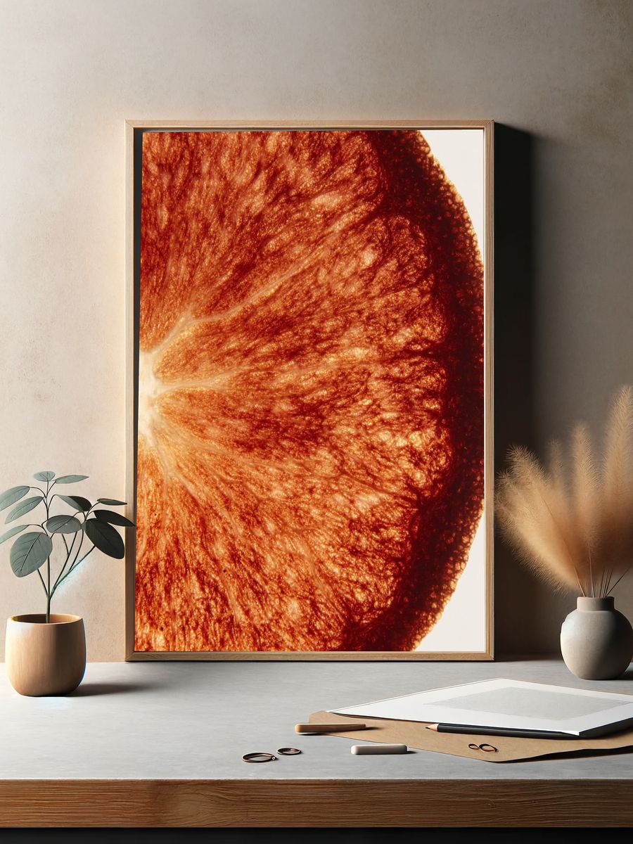 Citrus Slice Macro Photography Poster. — room view 2