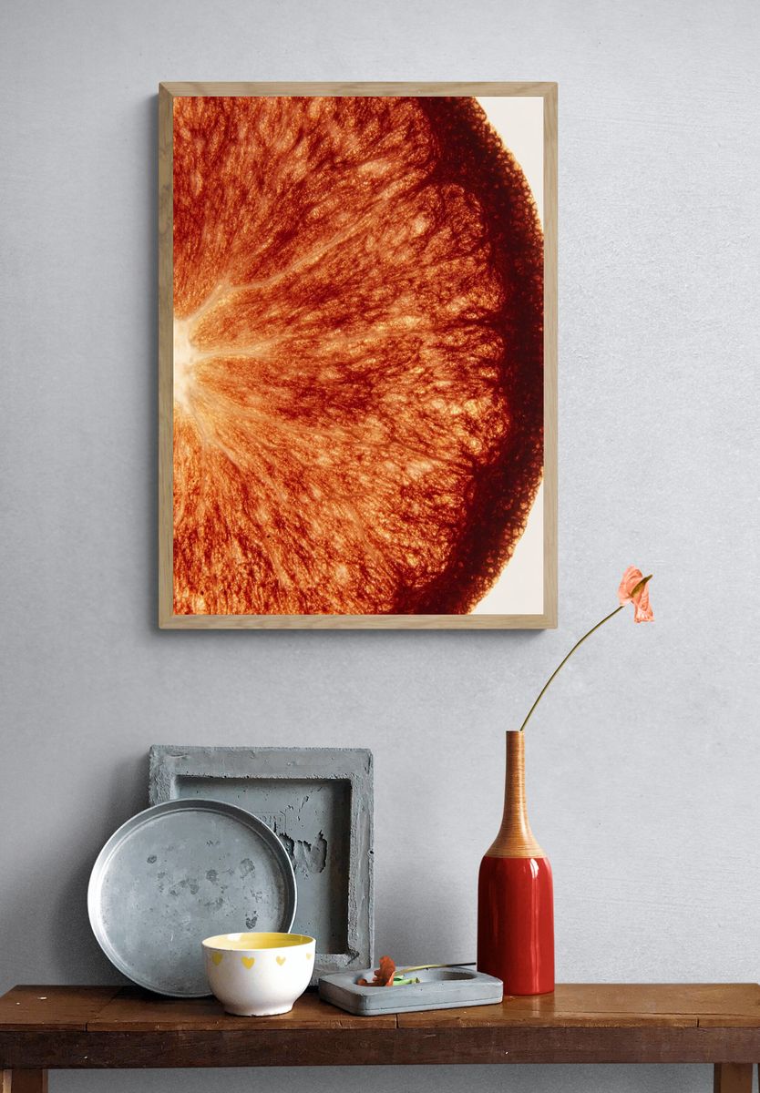 Citrus Slice Macro Photography Poster. — room view 3