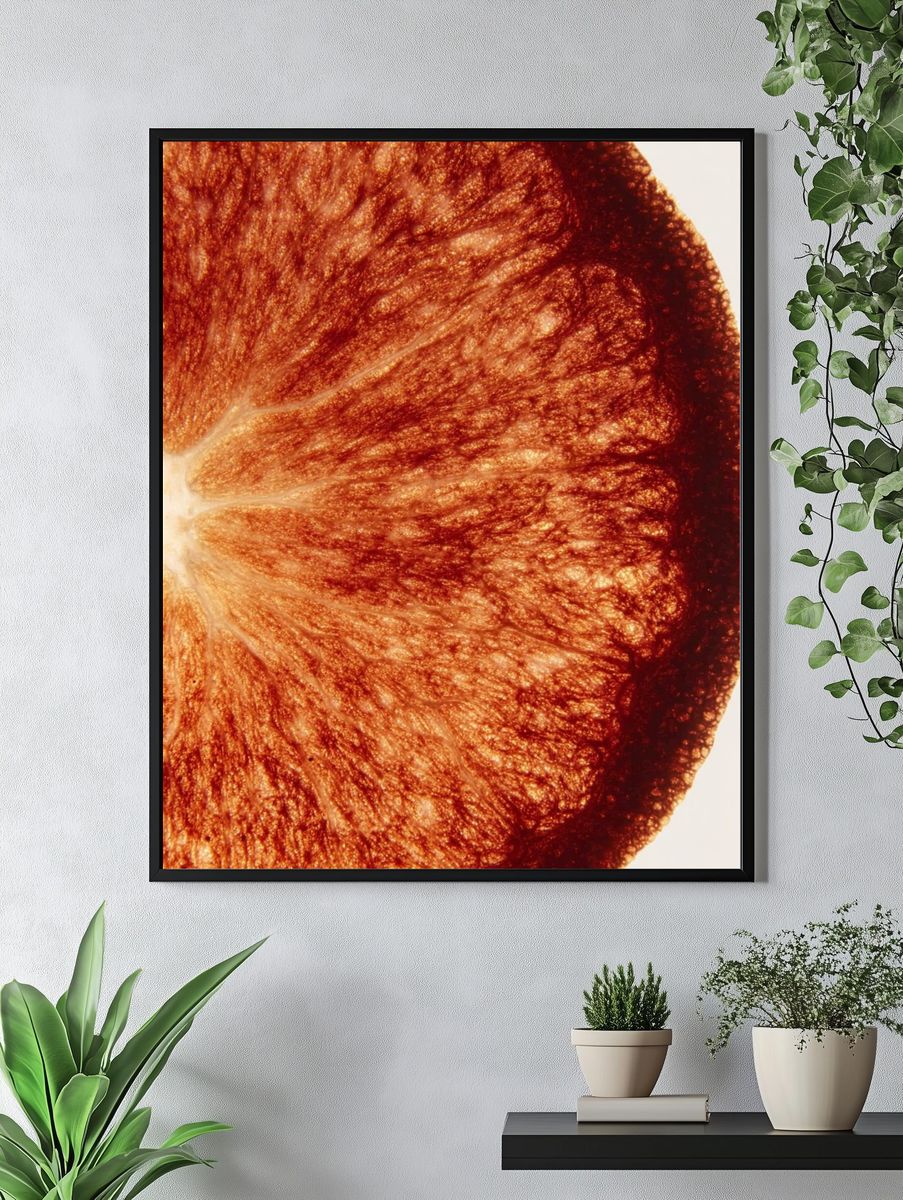 Citrus Slice Macro Photography Poster. — room view 4