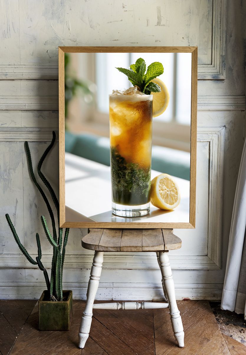Mint Lemon Iced Tea Photography Poster. room preview
