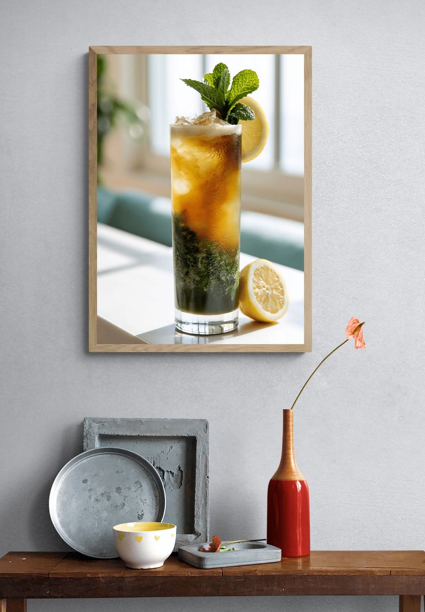 Mint Lemon Iced Tea Photography Poster. — room view 3