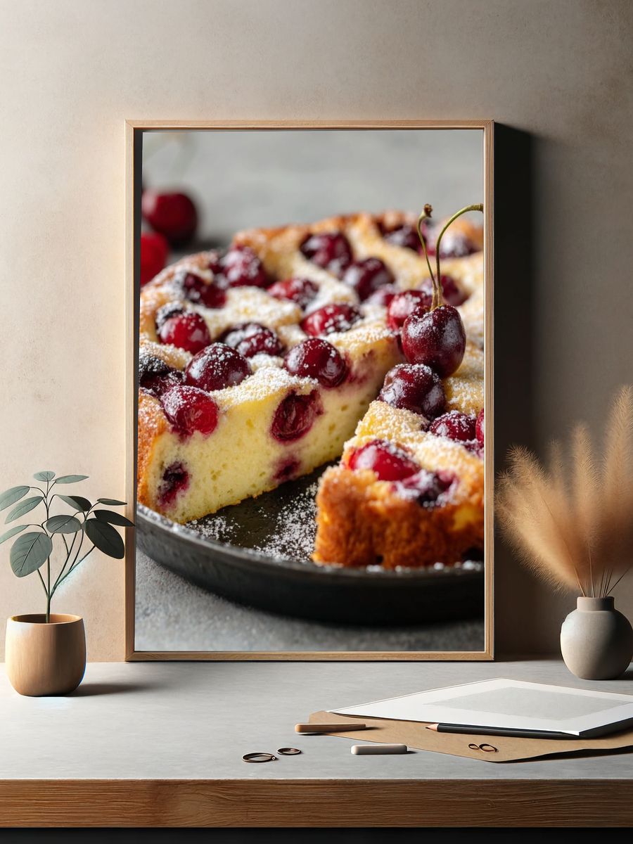 Cherry Cake Food Photography Poster. — room view 2