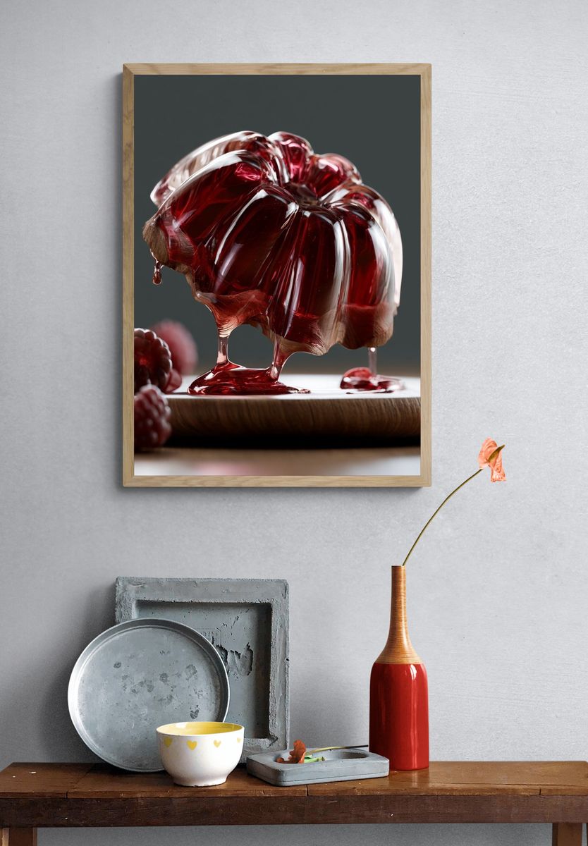 Red Jelly Dessert Still Life Poster. — room view 3