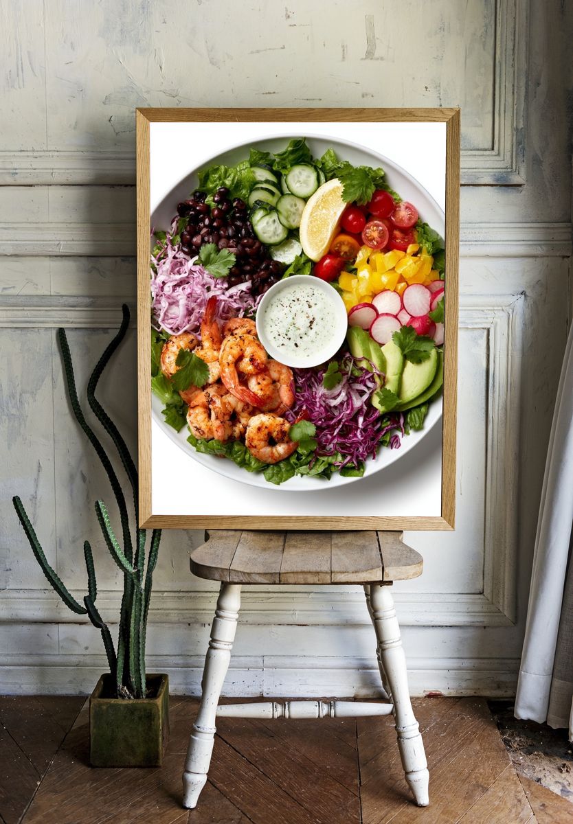 Rainbow Shrimp Salad Food-Drink Print. room preview