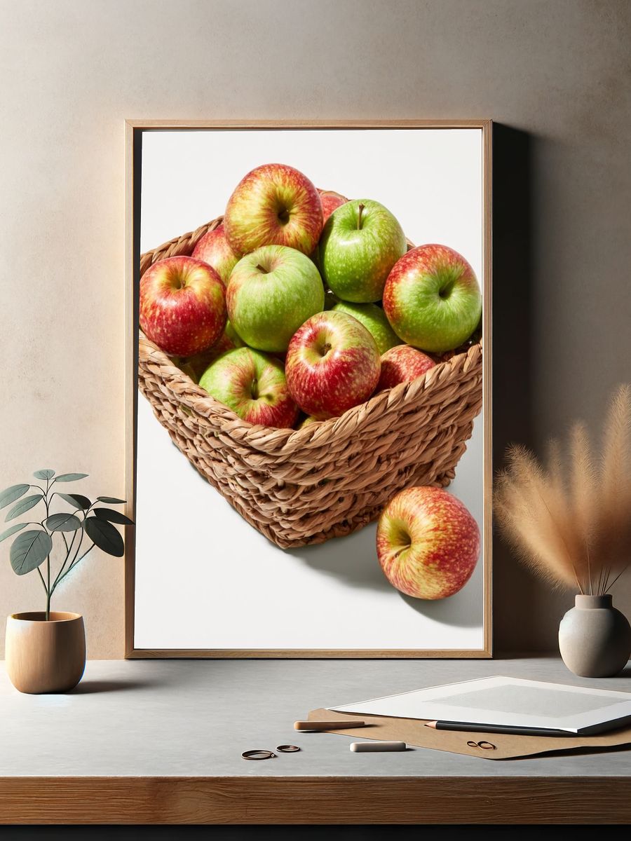 Apple Basket Still Life Poster. — room view 2